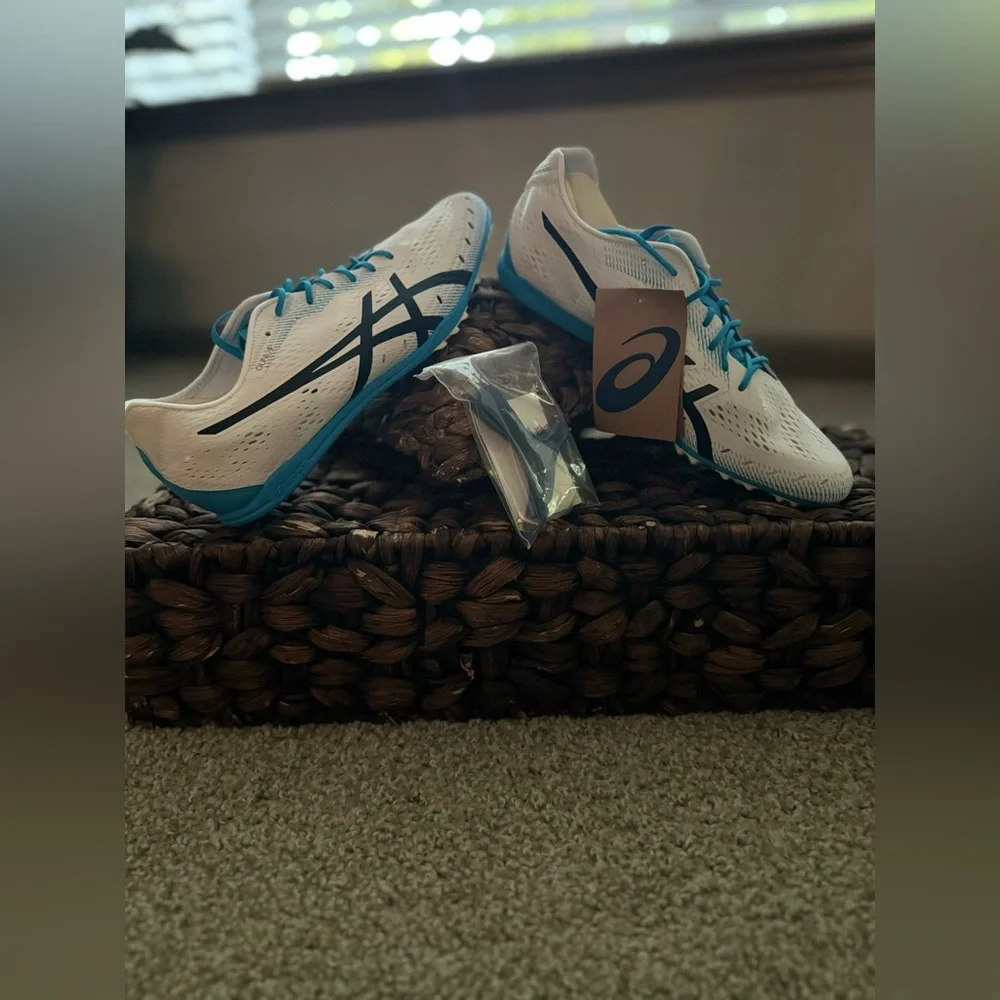 ASICS Men's Track Shoes White and Blue Unisex / GUN LAP 2 / Size 10